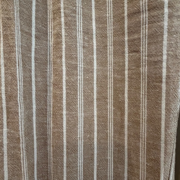 Briggs Women's Tan & White Linen Beach Pants, Tie Waist, Size Medium - Picture 5 of 12